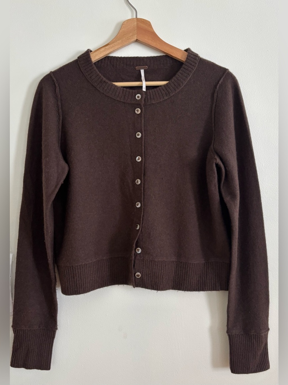 Free People Nocturnal Cashmere Wool Blend Cardigan Sweater size Small brown